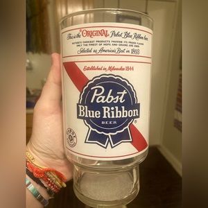 Pabst Blue Ribbon stein or vase.